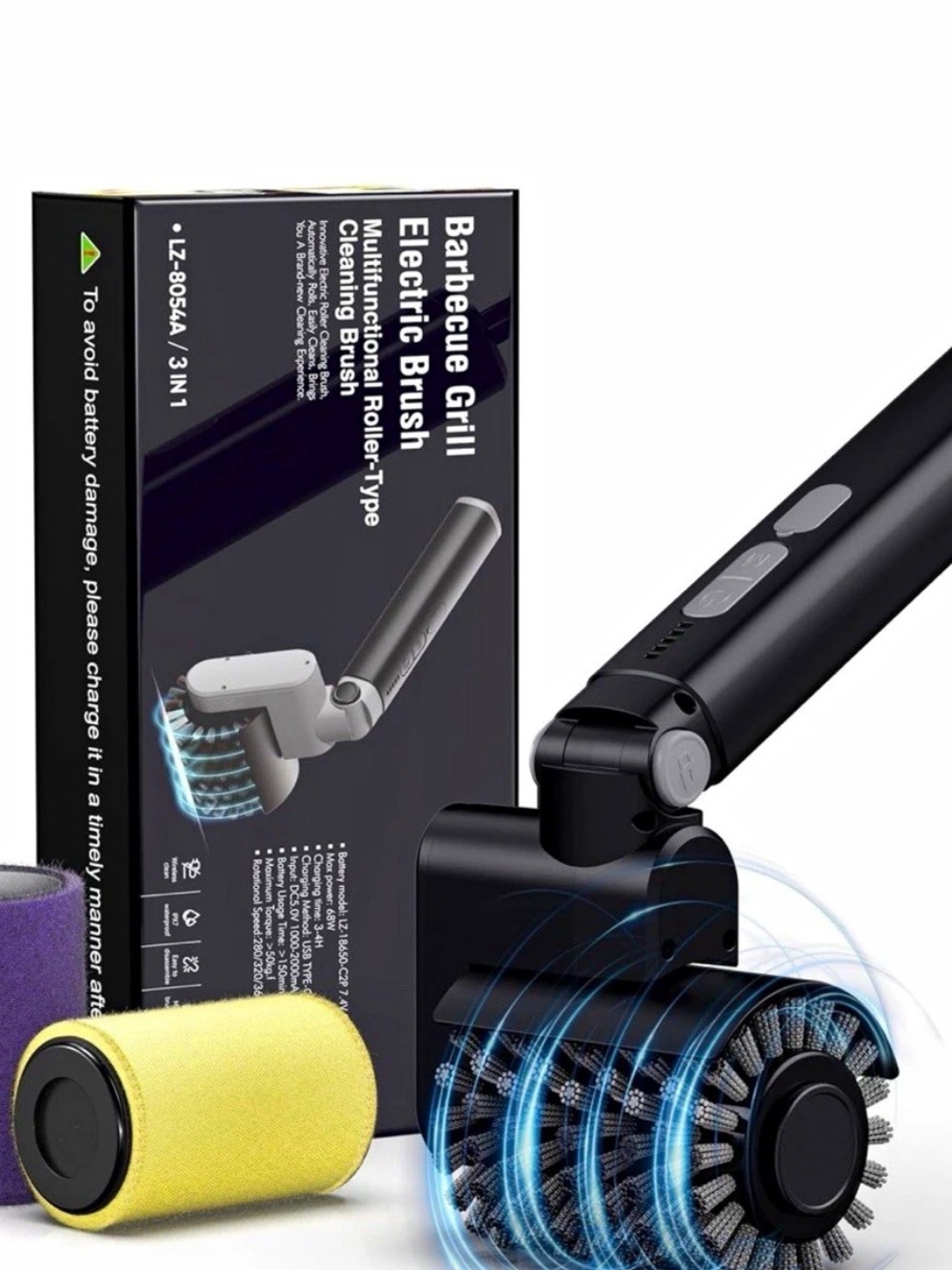 Electric Barbecue Grill Cleaning Brush - Black